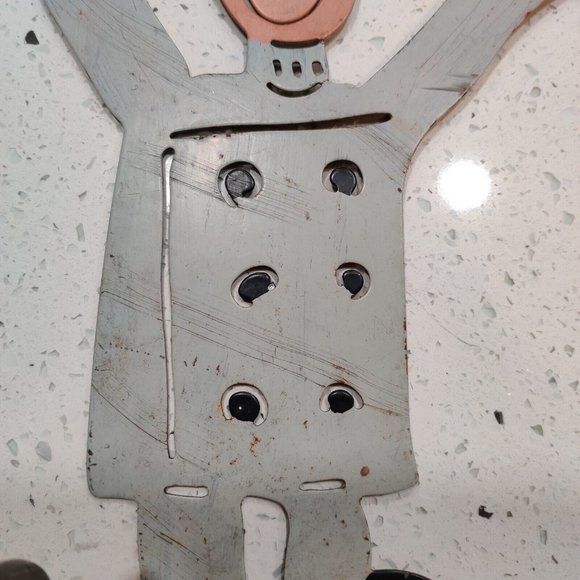 Laser Cut Metal Art Chef w/ Fork VS Lobster Towel Hooks 15" Rustic Shop Decor - Picture 5 of 16